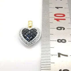 Pendentif cœur or jaune saphirs & diamants