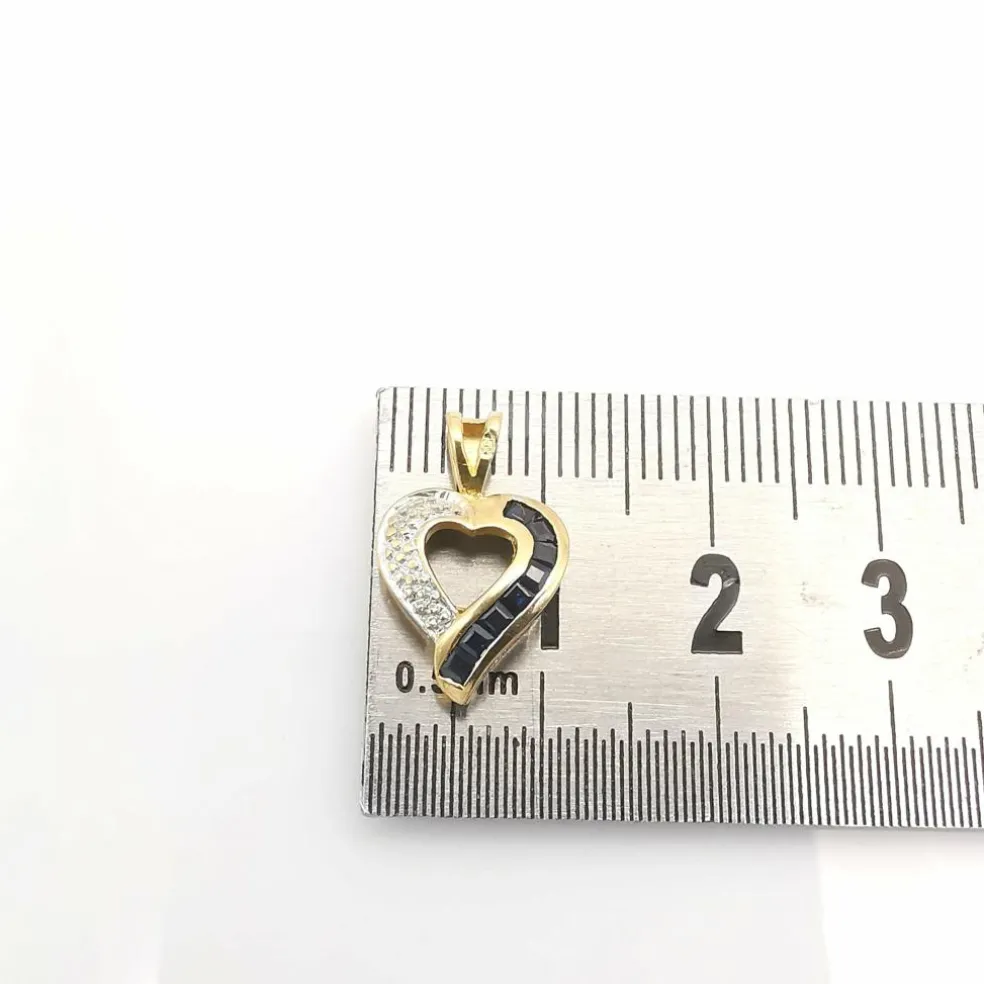 pendentif cœur or jaune saphirs et diamant