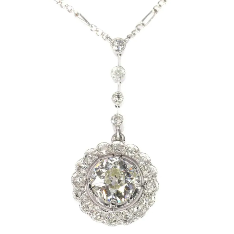 Pendentif diamant Art Déco en platine