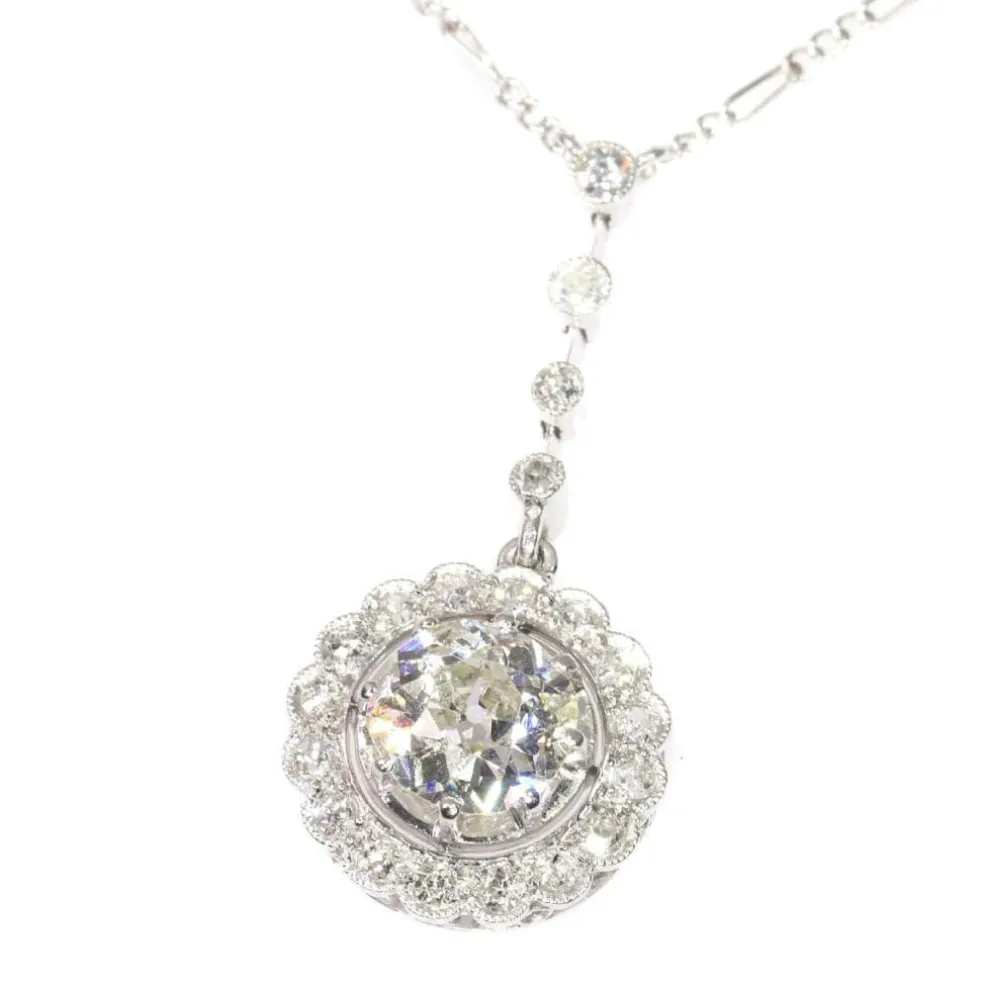 Pendentif diamant Art Déco en platine