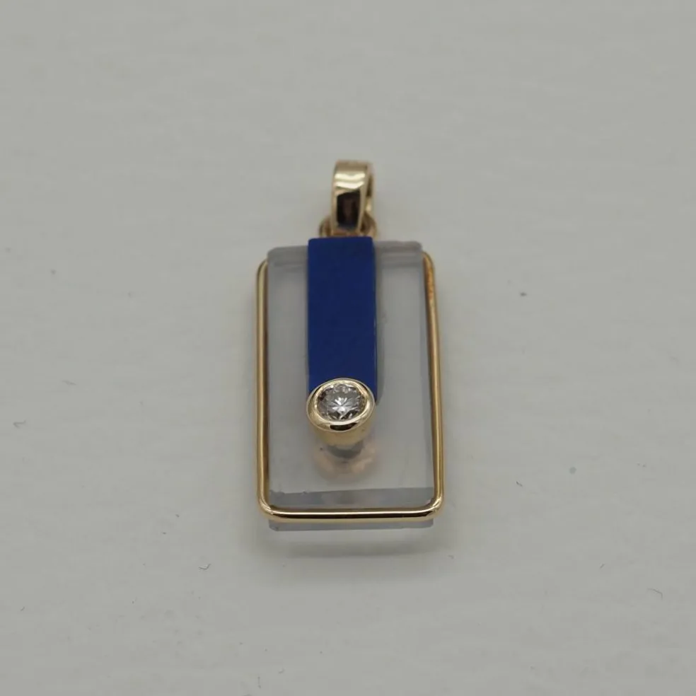 Pendentif diamant et verre sur or jaune
