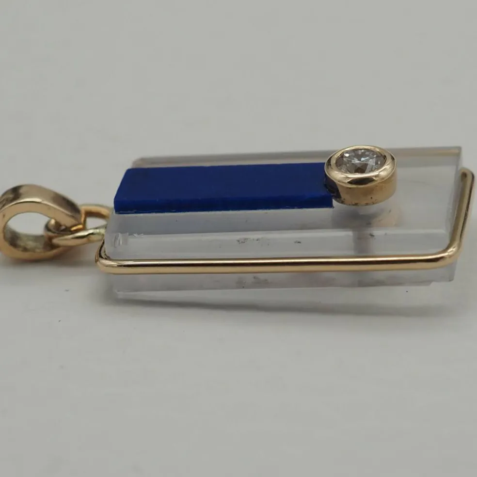 Pendentif diamant et verre sur or jaune