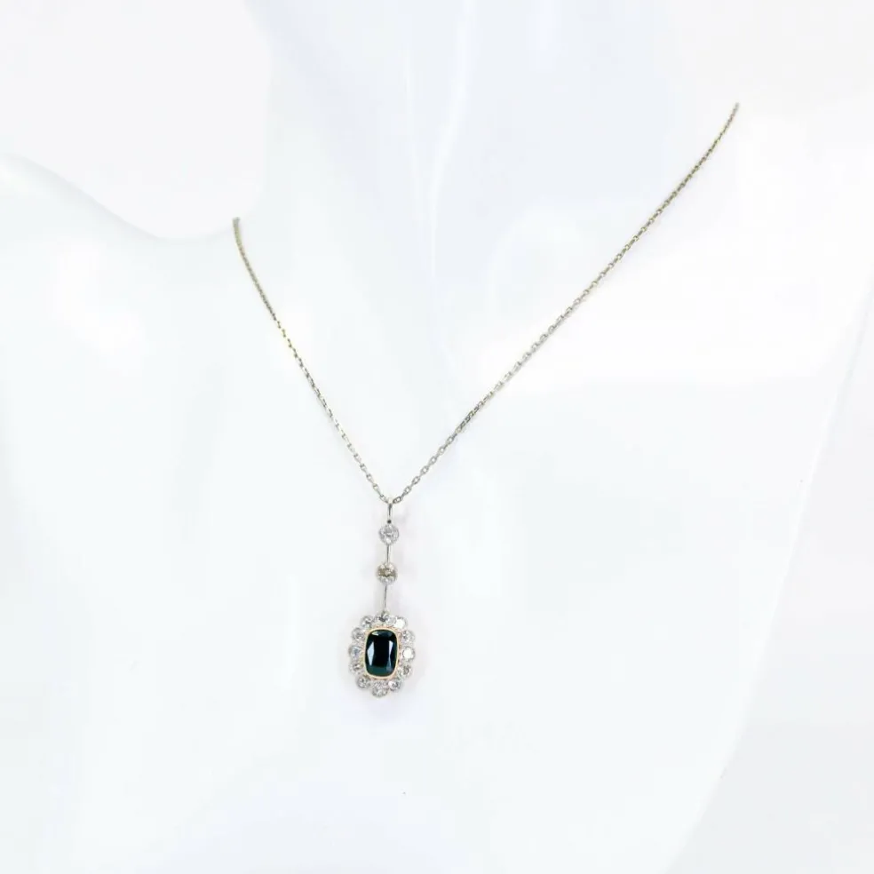 Pendentif, Diamant, Saphir