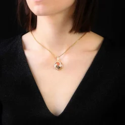 Pendentif diamants corail ébène or