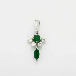 Pendentif diamants, émeraudes