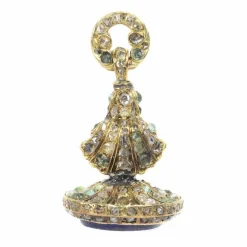 Pendentif, diamants, émeraudes, lapis-lazuli