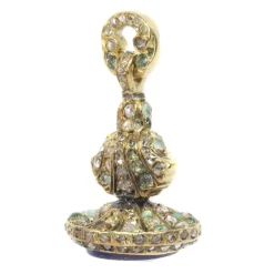 Pendentif, diamants, émeraudes, lapis-lazuli