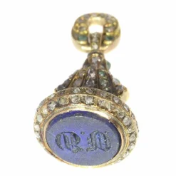 Pendentif, diamants, émeraudes, lapis-lazuli