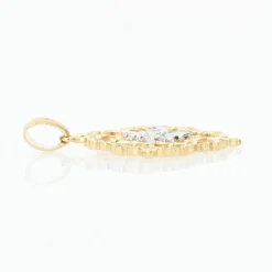 Pendentif diamants ors jaune et blanc arabesques