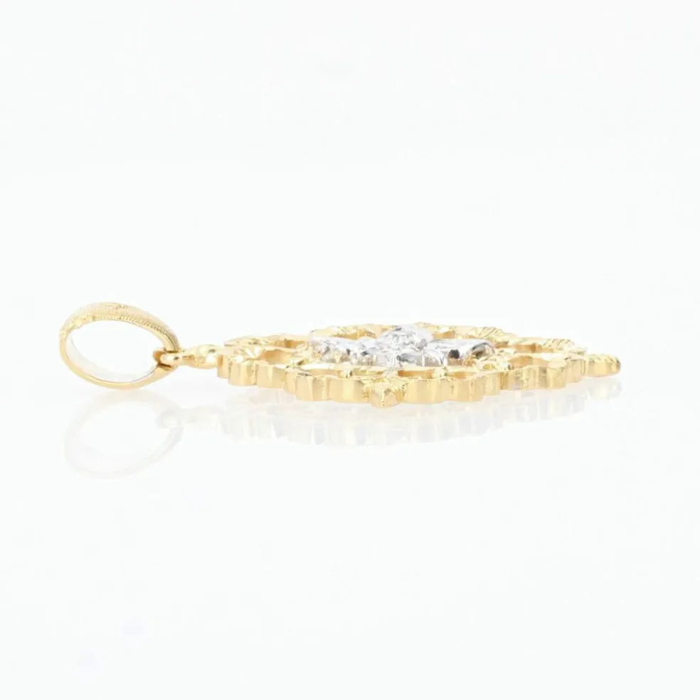 Pendentif diamants ors jaune et blanc arabesques