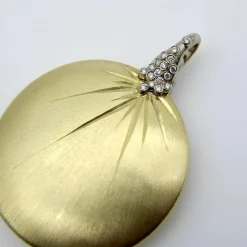 Pendentif disque diamant en or jaune et blanc
