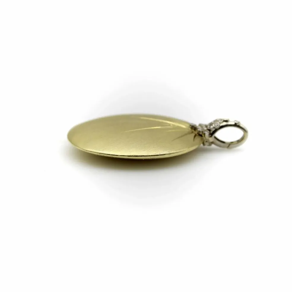 Pendentif disque diamant en or jaune et blanc