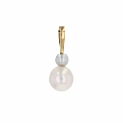 Pendentif duo perles de culture or jaune