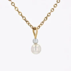 Pendentif duo perles de culture or jaune