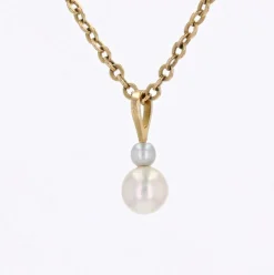 Pendentif duo perles de culture or jaune