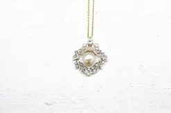 Pendentif 19e perle et roses de diamants