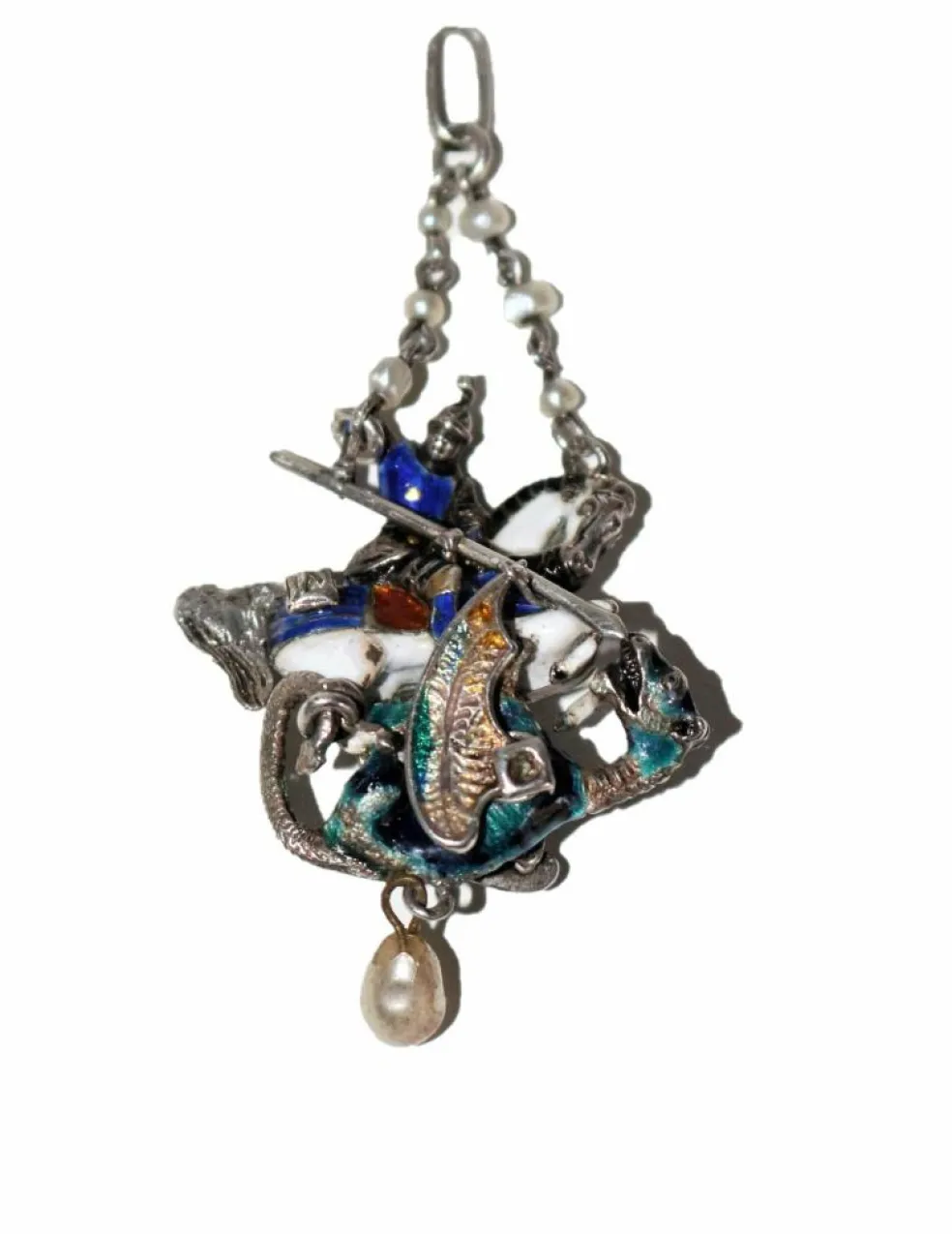 Pendentif en argent émaillé