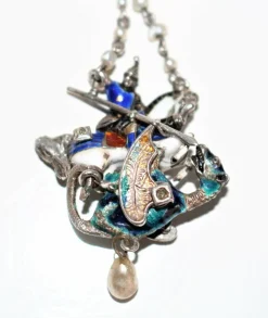 Pendentif en argent émaillé