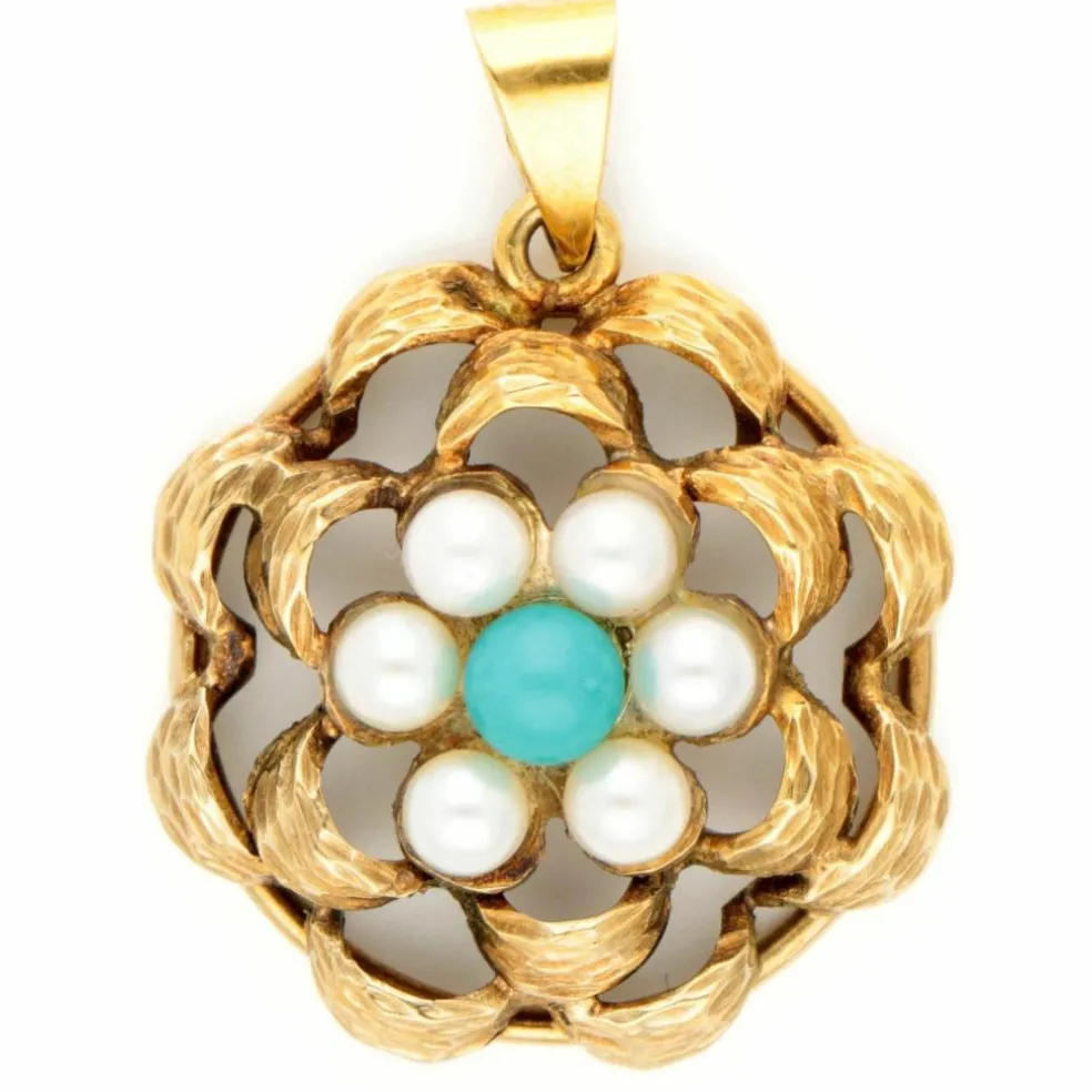 Pendentif en grappe de perles turquoise