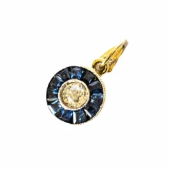 pendentif en or avec diamants et saphirs