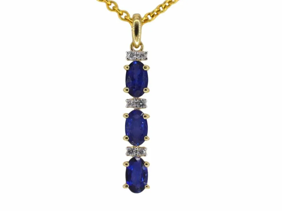 Pendentif en or avec diamants et saphir