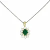 Pendentif en or avec une émeraude ovale verte et des diamants naturels