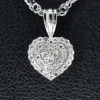 Pendentif en or blanc en forme de coeur avec diamants