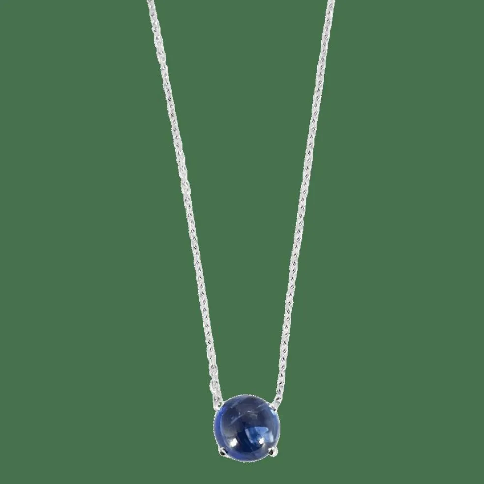 Pendentif en or blanc et saphir cabochon