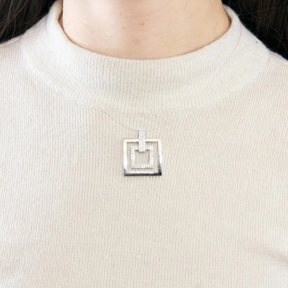 Pendentif en or blanc et diamants