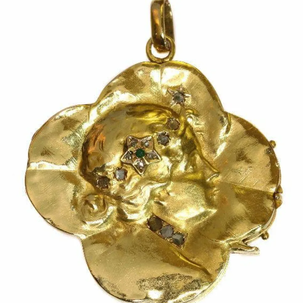 Pendentif en or et émeraude