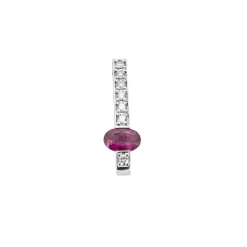 Pendentif en or gris diamants et saphir rose