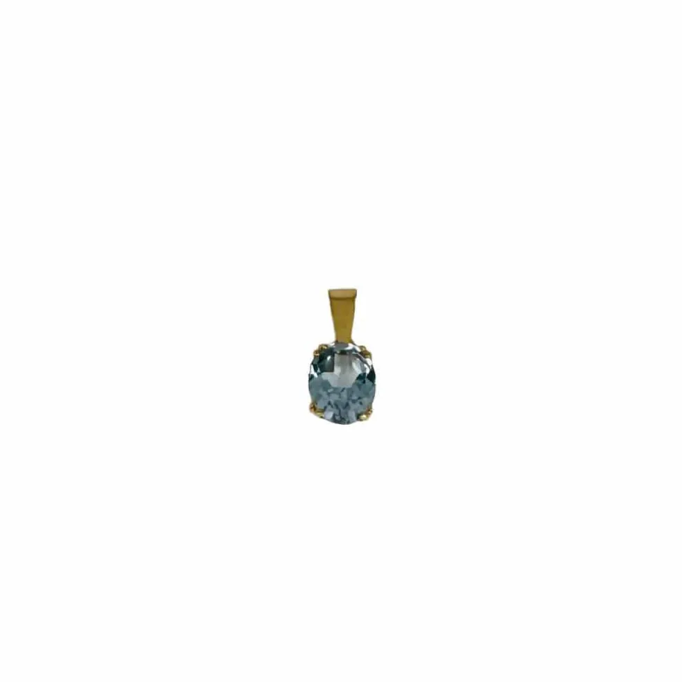 Pendentif en or jaune 18 carats avec aigue-marine facettée en forme de coussin