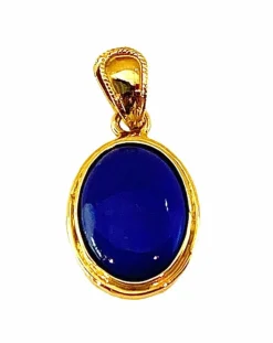 Pendentif en or jaune 18 carats et cabochon lapis lazuli