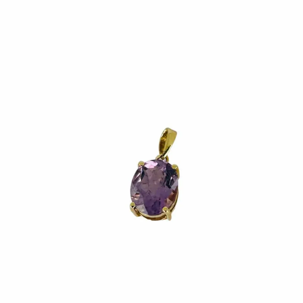 Pendentif en or jaune 18 carats avec améthyste ovale