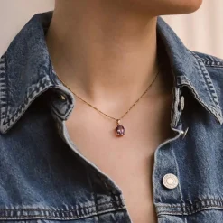 Pendentif en or jaune 18 carats avec améthyste ovale