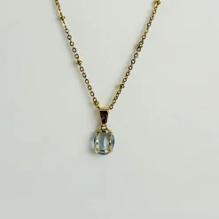 Pendentif en or jaune 18 carats avec aigue-marine facettée en forme de coussin