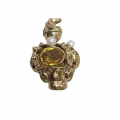 Pendentif en or jaune avec pierres et perles