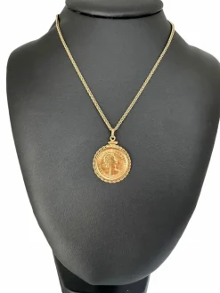Pendentif en or jaune avec pièce souveraine 1958 Elizabeth II