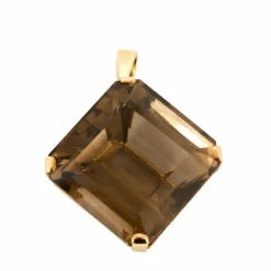 Pendentif en or jaune et quartz fumé