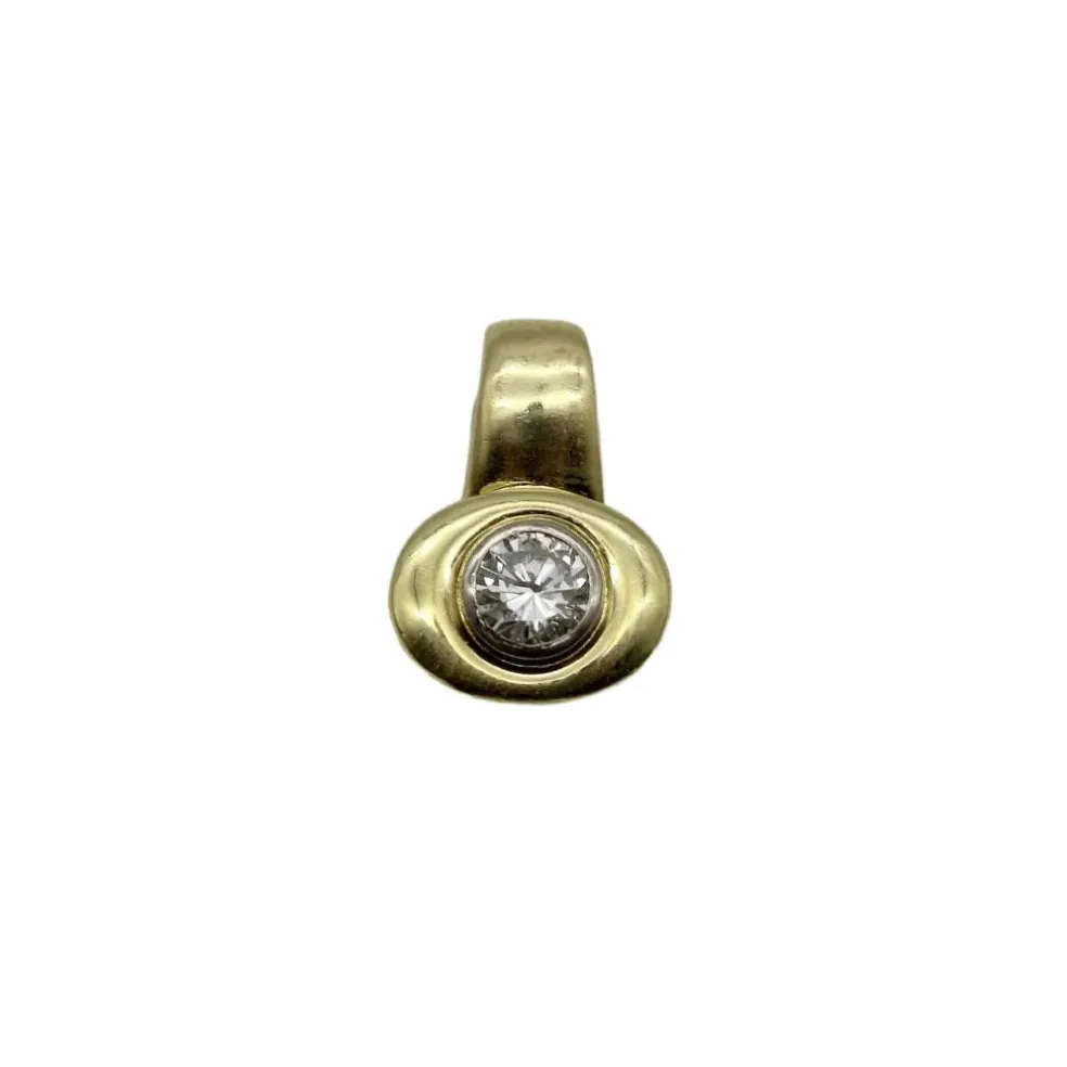 Pendentif en or jaune et diamant de 1 carat des années 1980