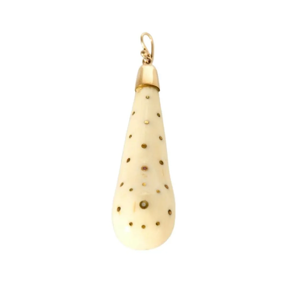 Pendentif en or jaune et os