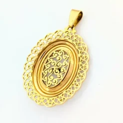Pendentif en or jaune et pierre bleue