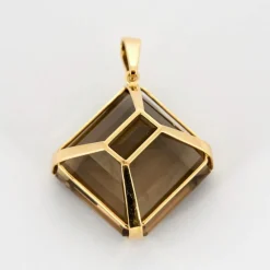Pendentif en or jaune et quartz fumé