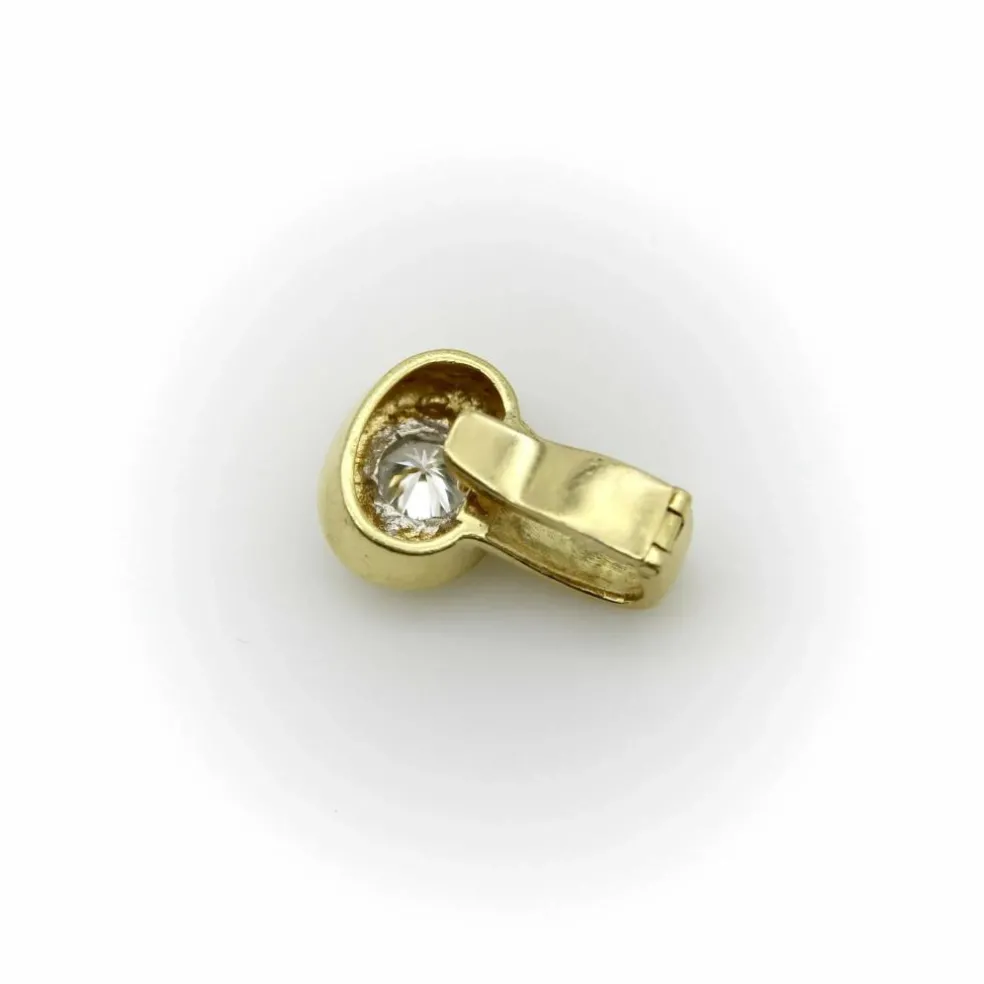 Pendentif en or jaune et diamant de 1 carat des années 1980