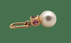 Pendentif en or jaune, perle et rubis