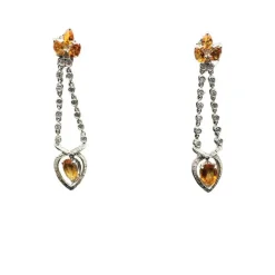 Pendentif et boucles d'oreilles - diamants et topaze