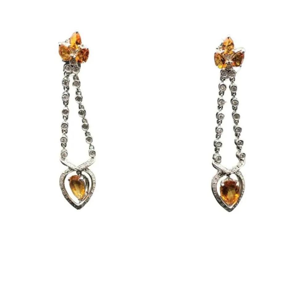 Pendentif et boucles d'oreilles - diamants et topaze