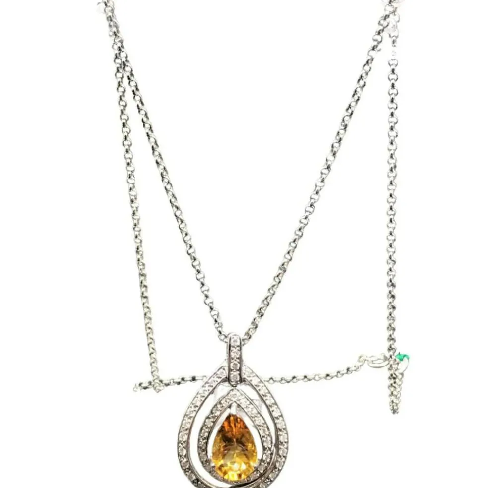 Pendentif et boucles d'oreilles - diamants et topaze
