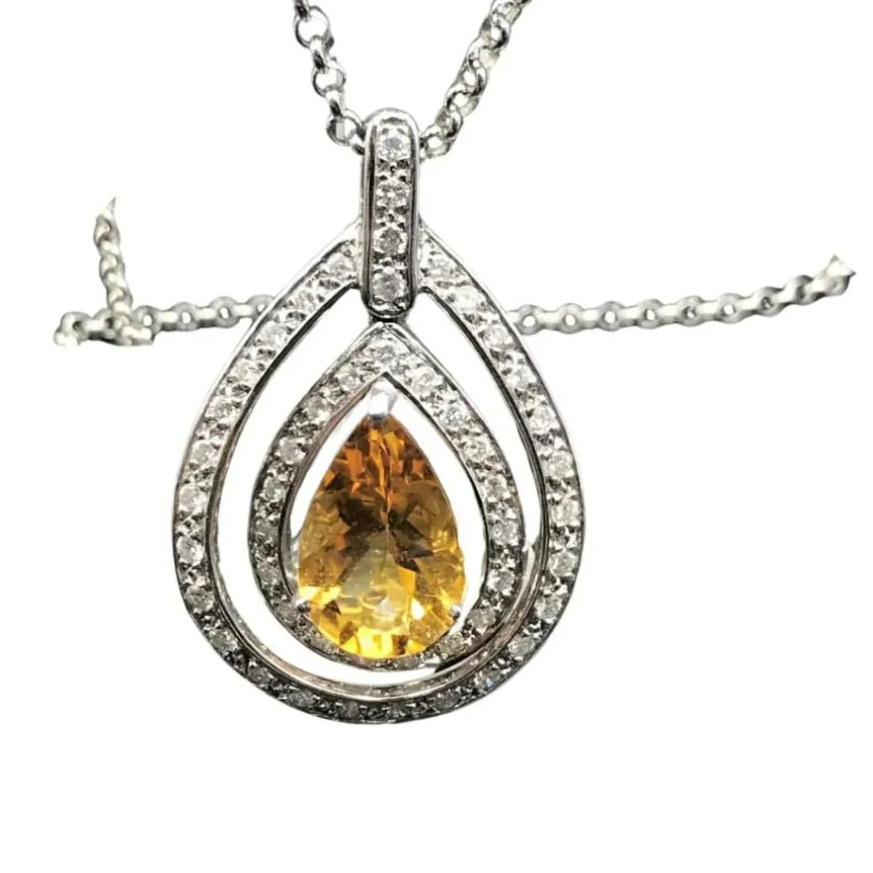 Pendentif et boucles d'oreilles - diamants et topaze