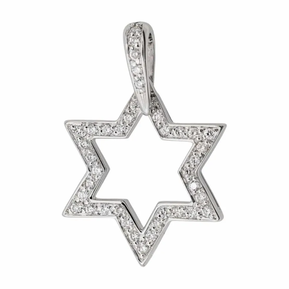 Pendentif Etoile Or blanc Diamant